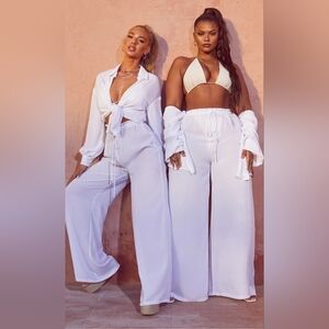 Prettylittlethings Beach White Drawstring Pants